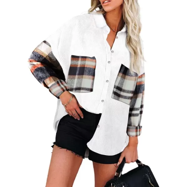 B Plaid Corduroy White