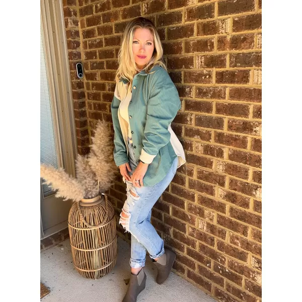 Happy Sailed Womens Oversized Patchwork Boyfriend Style Corduroy Shirts Casual Button Down Long Sleeve Blouses Jacket Tops