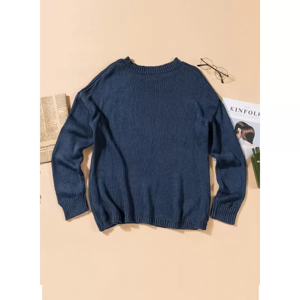 Happy Sailed Women's Oversized Sweater Long Sleeve Crew Neck Chunky Knit Jumper Tops Loose Pullover Sweaters S-2XL