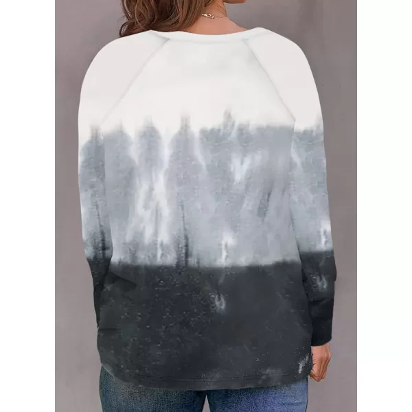Happy Sailed Womens Plus Size Colorblock Tie Dye Printed Long Sleeve Oversized Pullover Sweatshirt Tops,5X Black