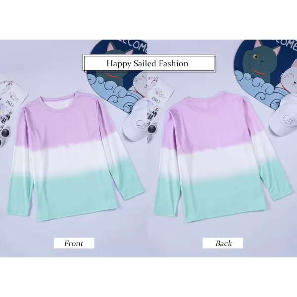 Happy Sailed Womens Plus Size Colorblock Tie Dye Printed Long Sleeve Oversized Pullover Sweatshirt Tops,5X Purple
