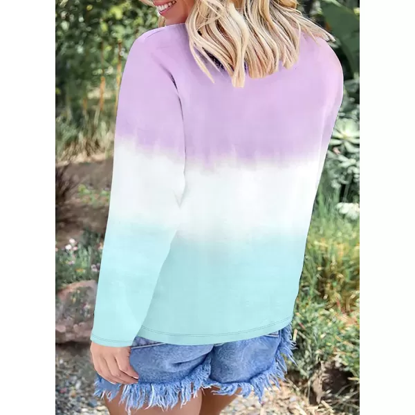 Happy Sailed Womens Plus Size Colorblock Tie Dye Printed Long Sleeve Oversized Pullover Sweatshirt Tops,5X Purple