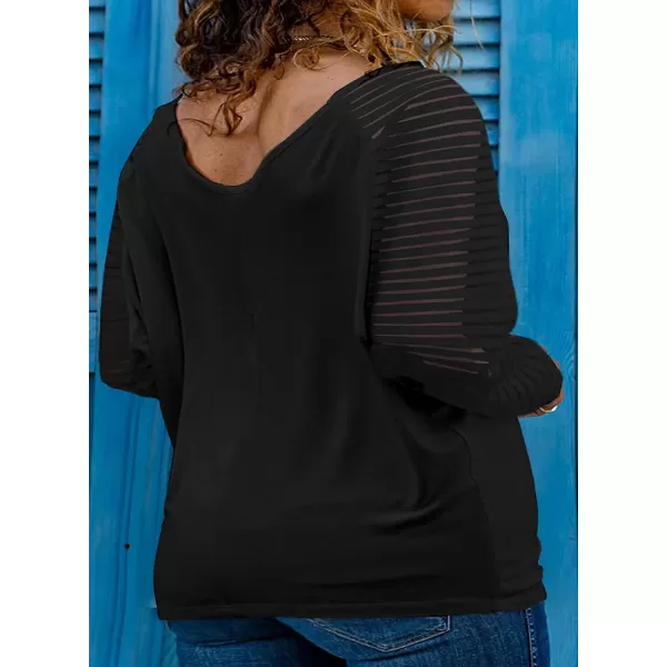 Happy Sailed Womens Plus Size Fall Tops Long Sleeve V Neck Loose Casual Tee Shirt