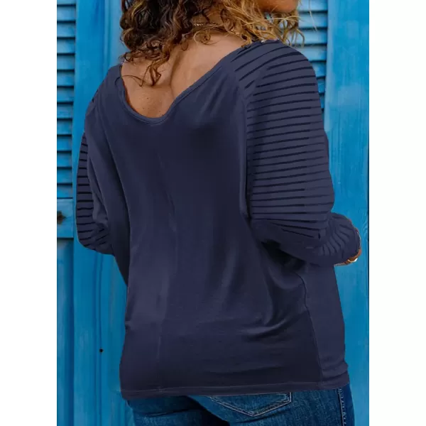 Happy Sailed Womens Plus Size Fall Tops Long Sleeve V Neck Loose Casual Tee Shirt