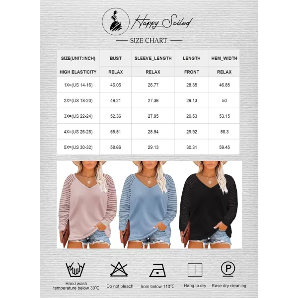 Happy Sailed Womens Plus Size Fall Tops Long Sleeve V Neck Loose Casual Tee Shirt