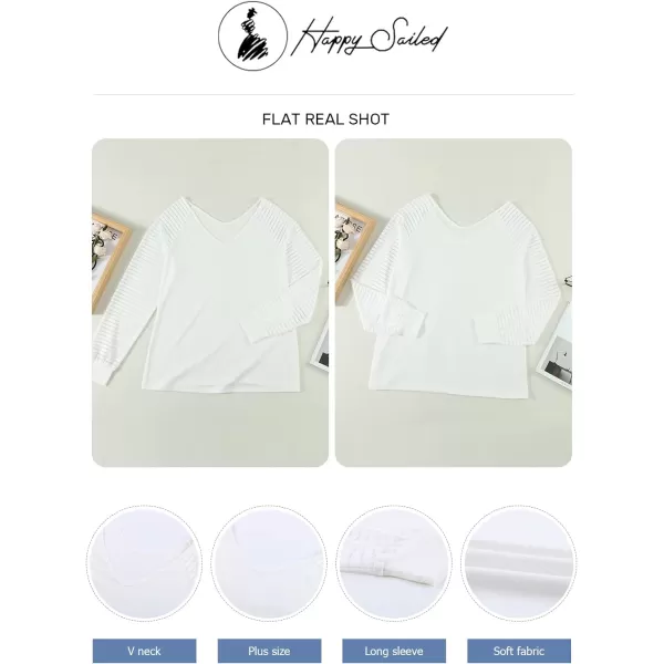 Happy Sailed Womens Plus Size Fall Tops Long Sleeve V Neck Loose Casual Tee Shirt