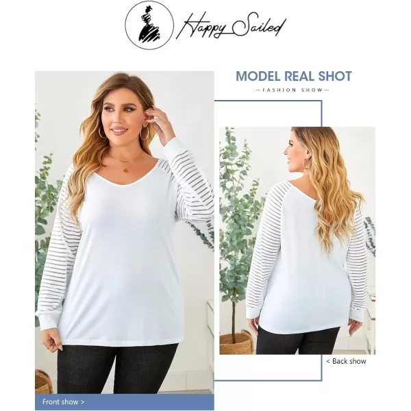 Happy Sailed Womens Plus Size Fall Tops Long Sleeve V Neck Loose Casual Tee Shirt
