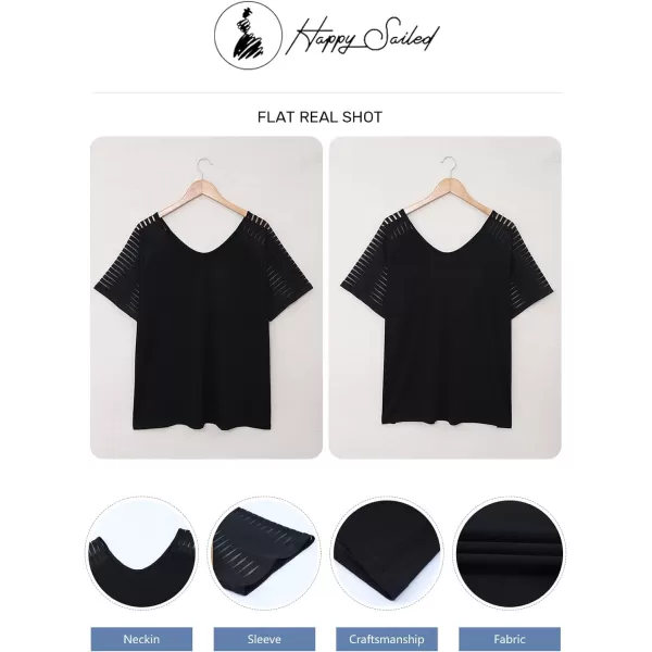 Happy Sailed Womens Plus Size Fall Tops Long Sleeve V Neck Loose Casual Tee Shirt