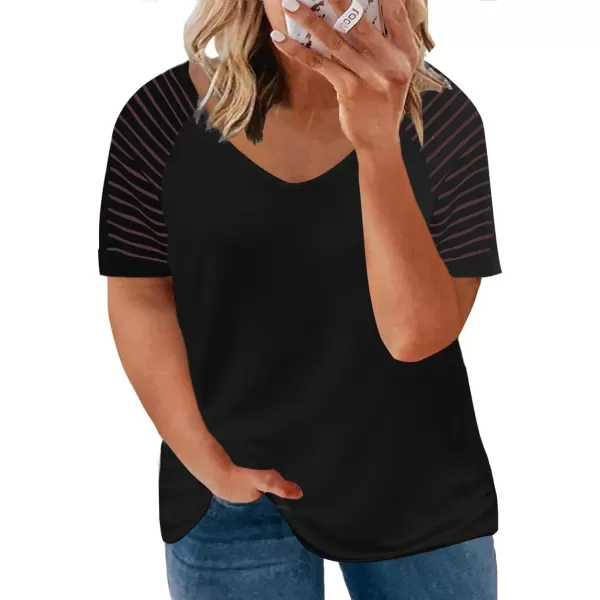 Happy Sailed Womens Plus Size Fall Tops Long Sleeve V Neck Loose Casual Tee Shirt