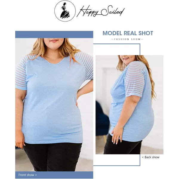 Happy Sailed Womens Plus Size Fall Tops Long Sleeve V Neck Loose Casual Tee Shirt