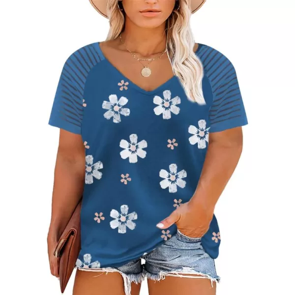 Happy Sailed Womens Plus Size Fall Tops Long Sleeve V Neck Loose Casual Tee Shirt