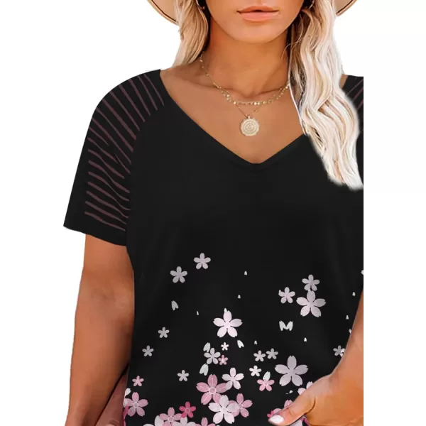 Happy Sailed Womens Plus Size Fall Tops Long Sleeve V Neck Loose Casual Tee Shirt