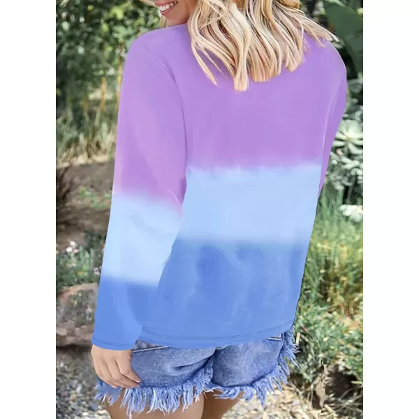 Happy Sailed Womens Plus Size Sweatshirt Long Sleeve Crewneck Colorblock Tie Dye Pullover Sweatshirt Tops,4X Purple