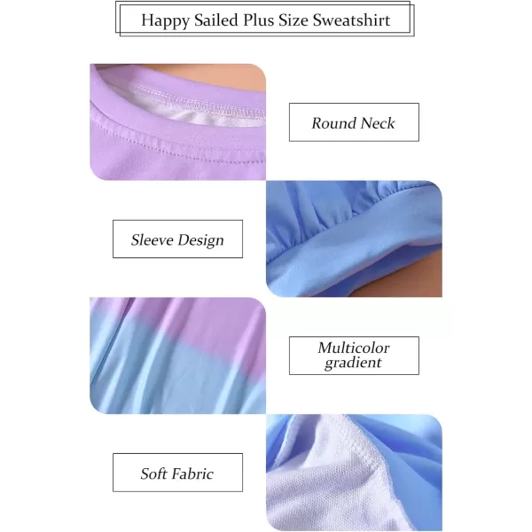 Happy Sailed Womens Plus Size Sweatshirt Long Sleeve Crewneck Colorblock Tie Dye Pullover Sweatshirt Tops,4X Purple
