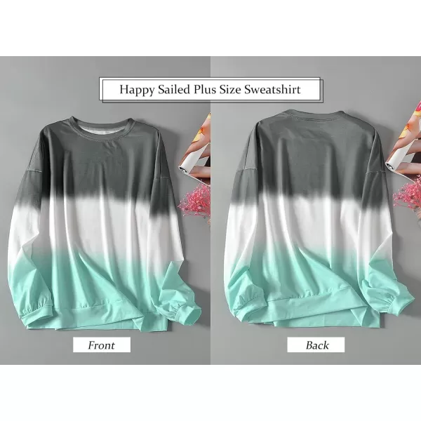 Happy Sailed Womens Plus Size Tie Dye Sweatshirt Casual Long Sleeve Crew Neck Colorblock Pullover Tops,3X Gray