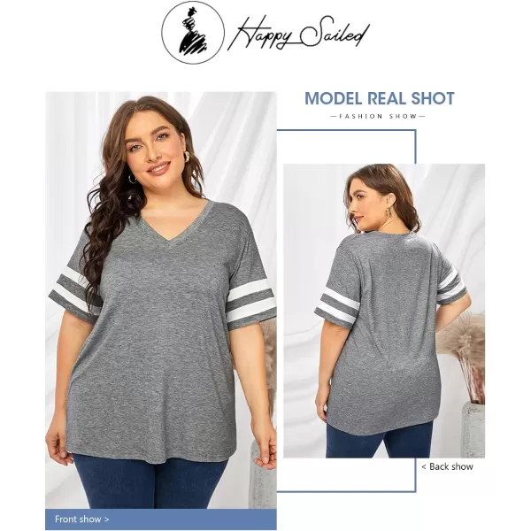 Happy Sailed Womens Plus Size Tunic Tops Summer Short Sleeve V Neck/Crew Neck Loose Casual Tee Shirt