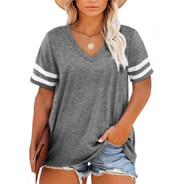 Happy Sailed Womens Plus Size Tunic Tops Summer Short Sleeve V Neck/Crew Neck Loose Casual Tee Shirt