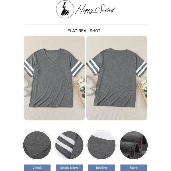 Happy Sailed Womens Plus Size Tunic Tops Summer Short Sleeve V Neck/Crew Neck Loose Casual Tee Shirt