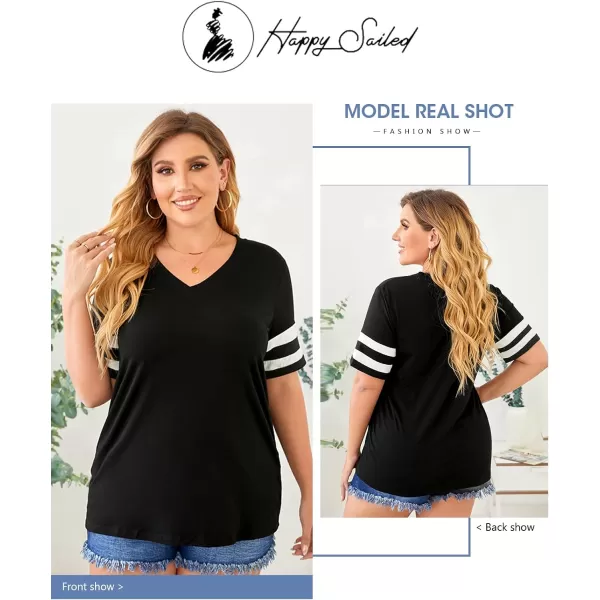 Happy Sailed Womens Plus Size Tunic Tops Summer Short Sleeve V Neck/Crew Neck Loose Casual Tee Shirt