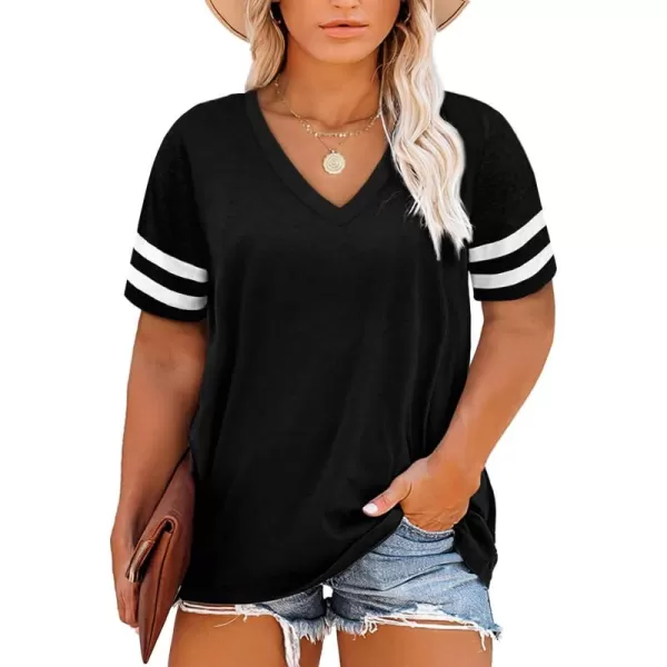 Happy Sailed Womens Plus Size Tunic Tops Summer Short Sleeve V Neck/Crew Neck Loose Casual Tee Shirt