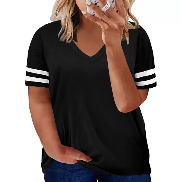 Happy Sailed Womens Plus Size Tunic Tops Summer Short Sleeve V Neck/Crew Neck Loose Casual Tee Shirt