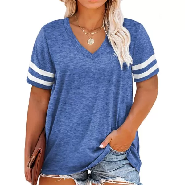 Happy Sailed Womens Plus Size Tunic Tops Summer Short Sleeve V Neck/Crew Neck Loose Casual Tee Shirt