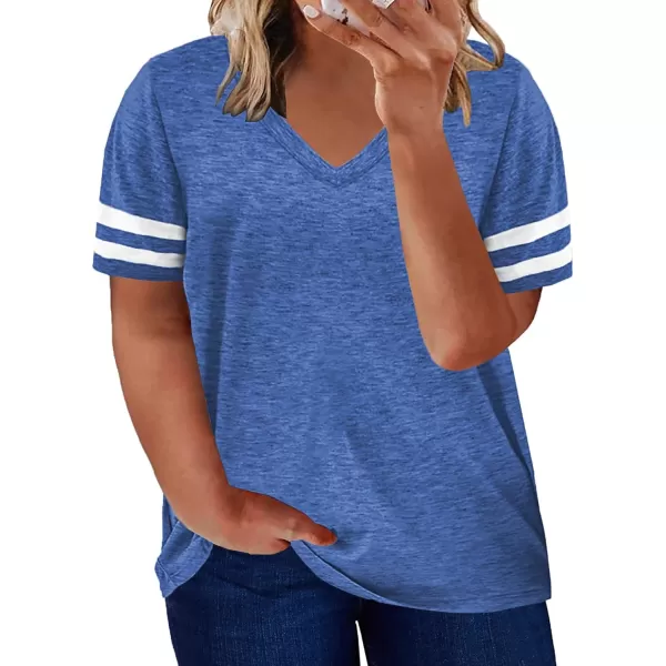 Happy Sailed Womens Plus Size Tunic Tops Summer Short Sleeve V Neck/Crew Neck Loose Casual Tee Shirt