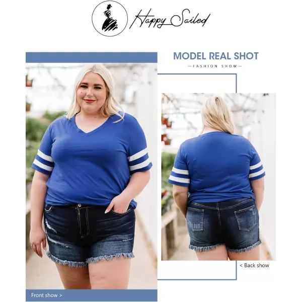 Happy Sailed Womens Plus Size Tunic Tops Summer Short Sleeve V Neck/Crew Neck Loose Casual Tee Shirt