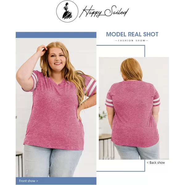 Happy Sailed Womens Plus Size Tunic Tops Summer Short Sleeve V Neck/Crew Neck Loose Casual Tee Shirt