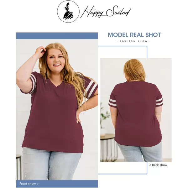 Happy Sailed Womens Plus Size Tunic Tops Summer Short Sleeve V Neck/Crew Neck Loose Casual Tee Shirt