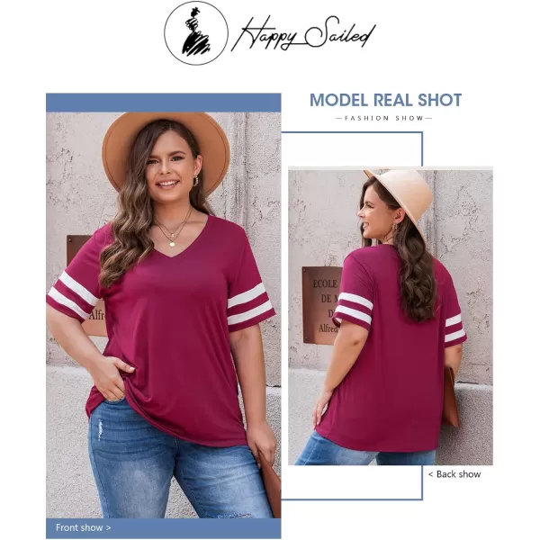 Happy Sailed Womens Plus Size Tunic Tops Summer Short Sleeve V Neck/Crew Neck Loose Casual Tee Shirt