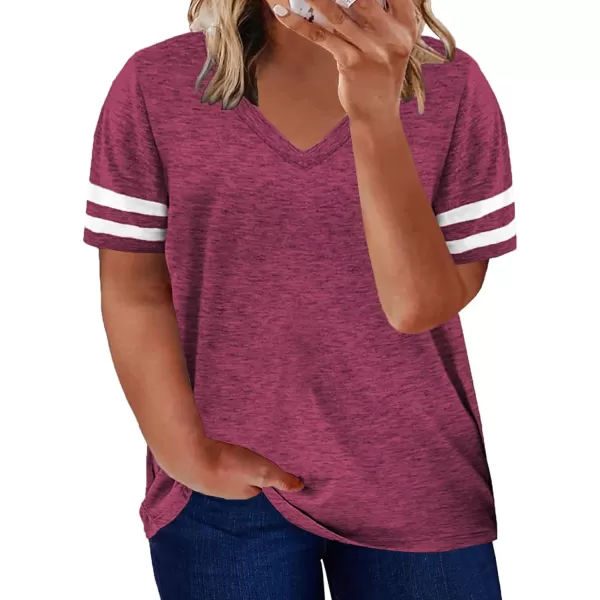 Happy Sailed Womens Plus Size Tunic Tops Summer Short Sleeve V Neck/Crew Neck Loose Casual Tee Shirt