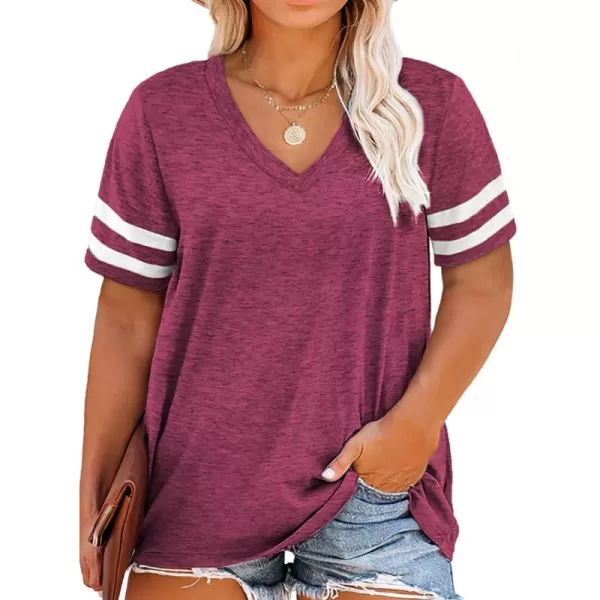 Happy Sailed Womens Plus Size Tunic Tops Summer Short Sleeve V Neck/Crew Neck Loose Casual Tee Shirt