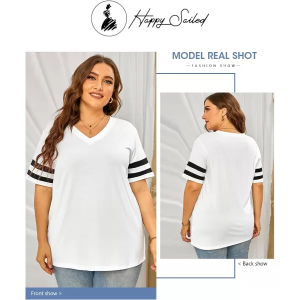 Happy Sailed Womens Plus Size Tunic Tops Summer Short Sleeve V Neck/Crew Neck Loose Casual Tee Shirt