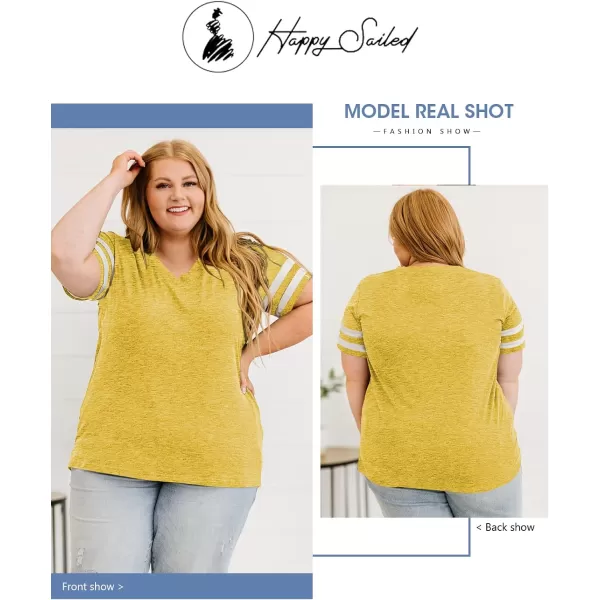 Happy Sailed Womens Plus Size Tunic Tops Summer Short Sleeve V Neck/Crew Neck Loose Casual Tee Shirt