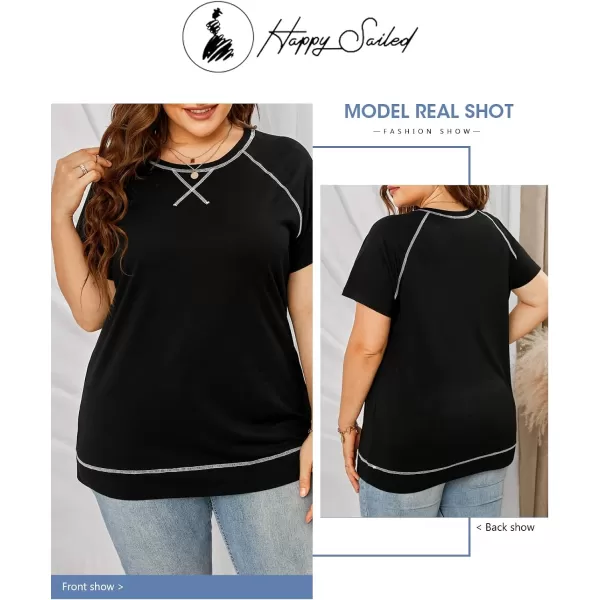 Happy Sailed Womens Plus Size Tunic Tops Summer Short Sleeve V Neck/Crew Neck Loose Casual Tee Shirt
