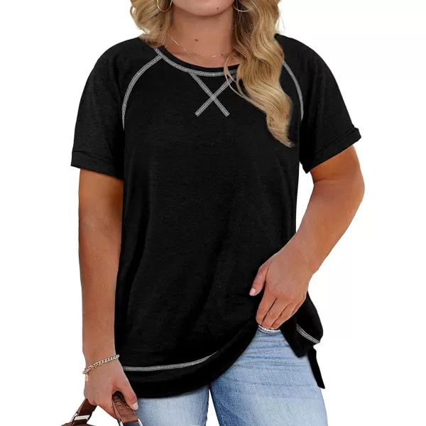 Happy Sailed Womens Plus Size Tunic Tops Summer Short Sleeve V Neck/Crew Neck Loose Casual Tee Shirt