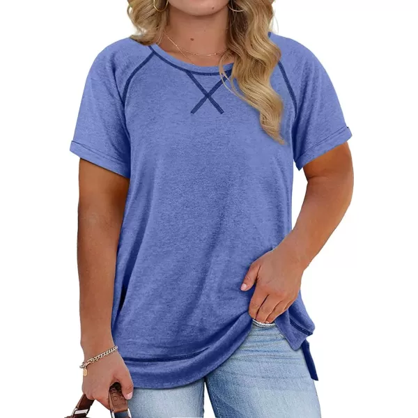 Happy Sailed Womens Plus Size Tunic Tops Summer Short Sleeve V Neck/Crew Neck Loose Casual Tee Shirt