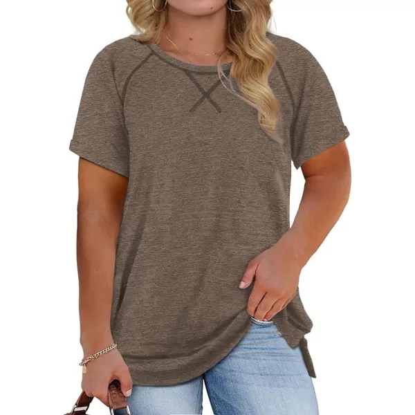 Happy Sailed Womens Plus Size Tunic Tops Summer Short Sleeve V Neck/Crew Neck Loose Casual Tee Shirt
