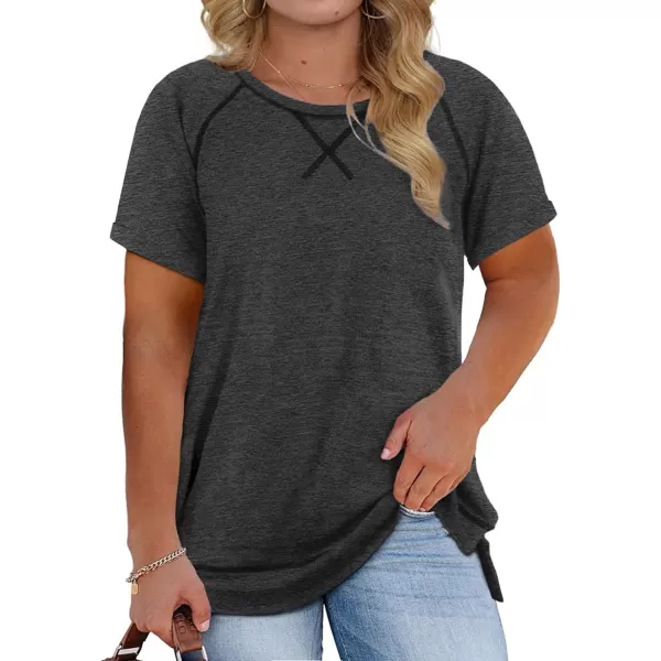 Happy Sailed Womens Plus Size Tunic Tops Summer Short Sleeve V Neck/Crew Neck Loose Casual Tee Shirt