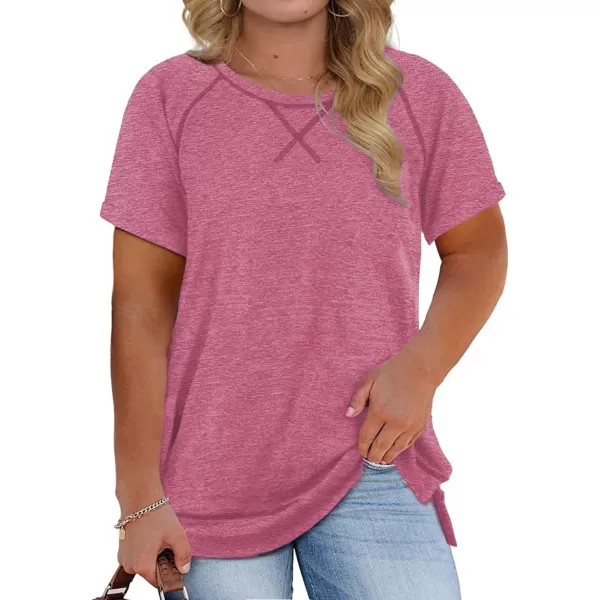 Happy Sailed Womens Plus Size Tunic Tops Summer Short Sleeve V Neck/Crew Neck Loose Casual Tee Shirt