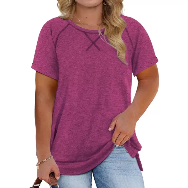 Happy Sailed Womens Plus Size Tunic Tops Summer Short Sleeve V Neck/Crew Neck Loose Casual Tee Shirt