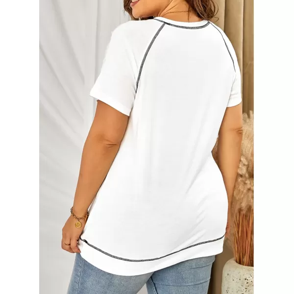 Happy Sailed Womens Plus Size Tunic Tops Summer Short Sleeve V Neck/Crew Neck Loose Casual Tee Shirt