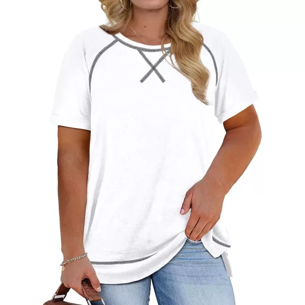 Happy Sailed Womens Plus Size Tunic Tops Summer Short Sleeve V Neck/Crew Neck Loose Casual Tee Shirt