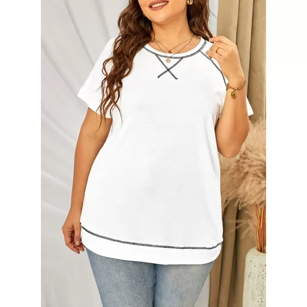 Happy Sailed Womens Plus Size Tunic Tops Summer Short Sleeve V Neck/Crew Neck Loose Casual Tee Shirt