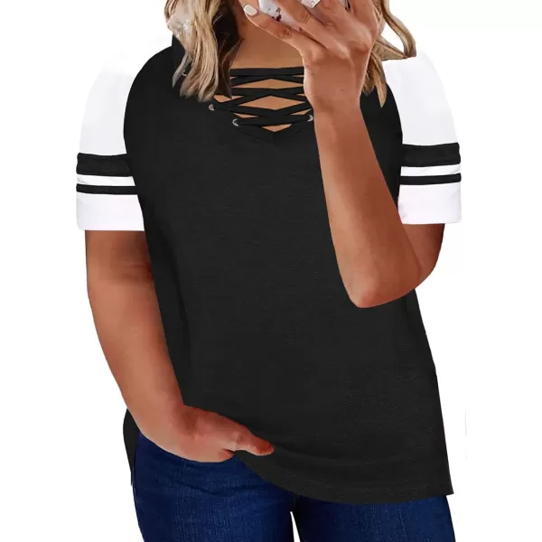 Happy Sailed Womens Plus Size Tunic Tops Summer Short Sleeve V Neck/Crew Neck Loose Casual Tee Shirt