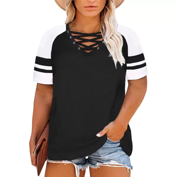 Happy Sailed Womens Plus Size Tunic Tops Summer Short Sleeve V Neck/Crew Neck Loose Casual Tee Shirt