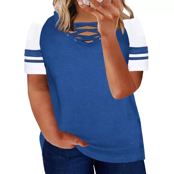 Happy Sailed Womens Plus Size Tunic Tops Summer Short Sleeve V Neck/Crew Neck Loose Casual Tee Shirt
