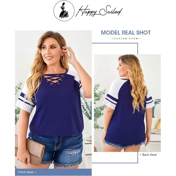 Happy Sailed Womens Plus Size Tunic Tops Summer Short Sleeve V Neck/Crew Neck Loose Casual Tee Shirt