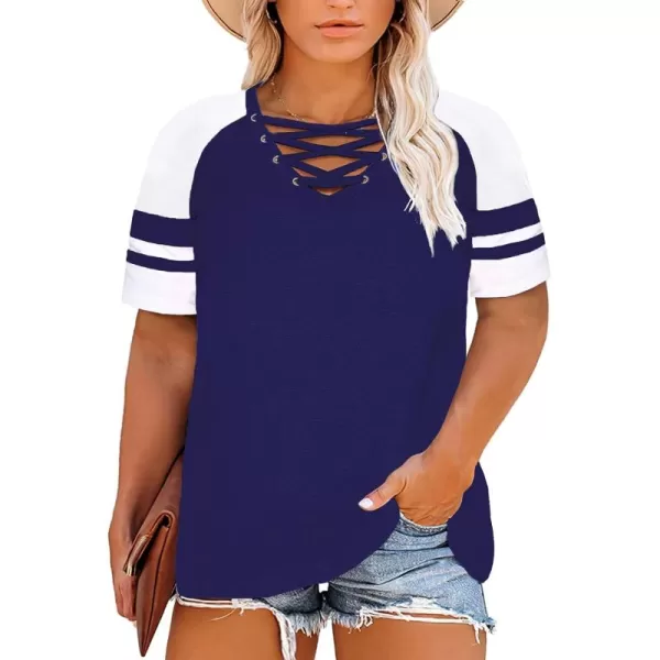 Happy Sailed Womens Plus Size Tunic Tops Summer Short Sleeve V Neck/Crew Neck Loose Casual Tee Shirt